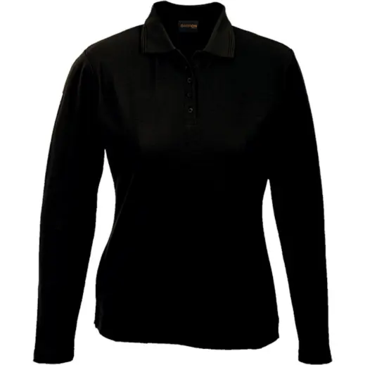 Black Ladies 175g Pique Knit Long Sleeve Golfer